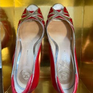Modern Vintage Red and Silver Heels